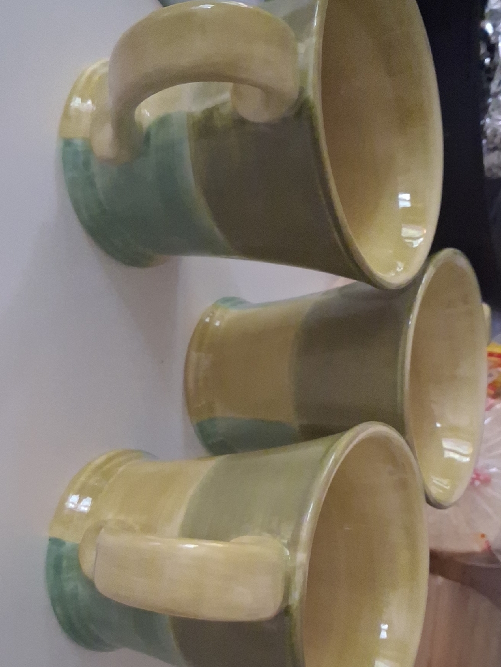 Handmade Ceramic Mug Trio - Olive, Yellow, Seafoam - Picture 8 of 8